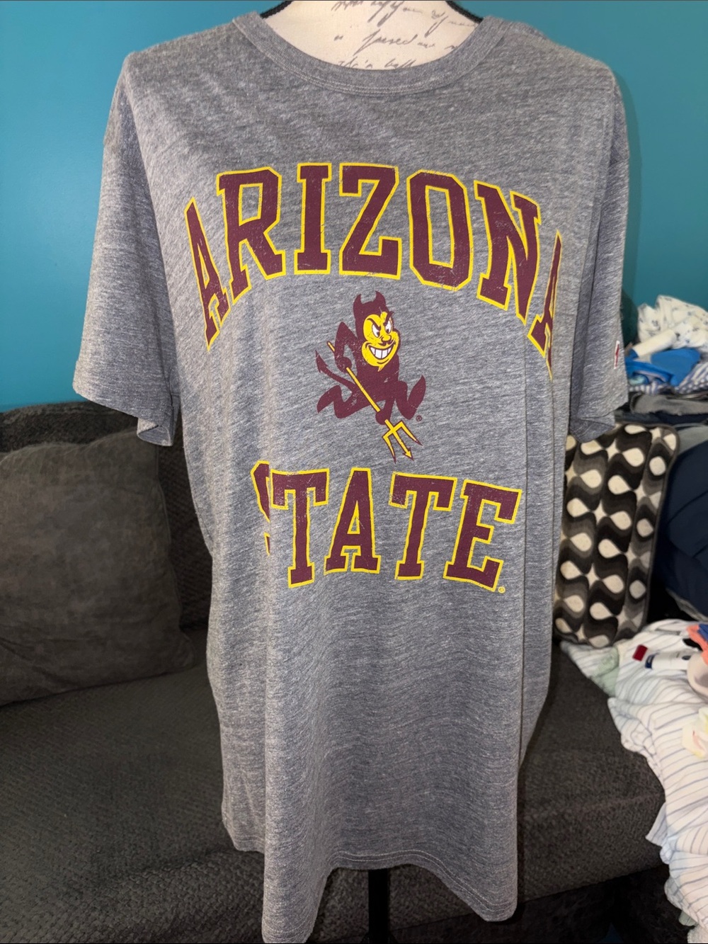 NWT League Collegiate Wear Heather Gray Arizona State Tri-Blend T-Shirt, Large